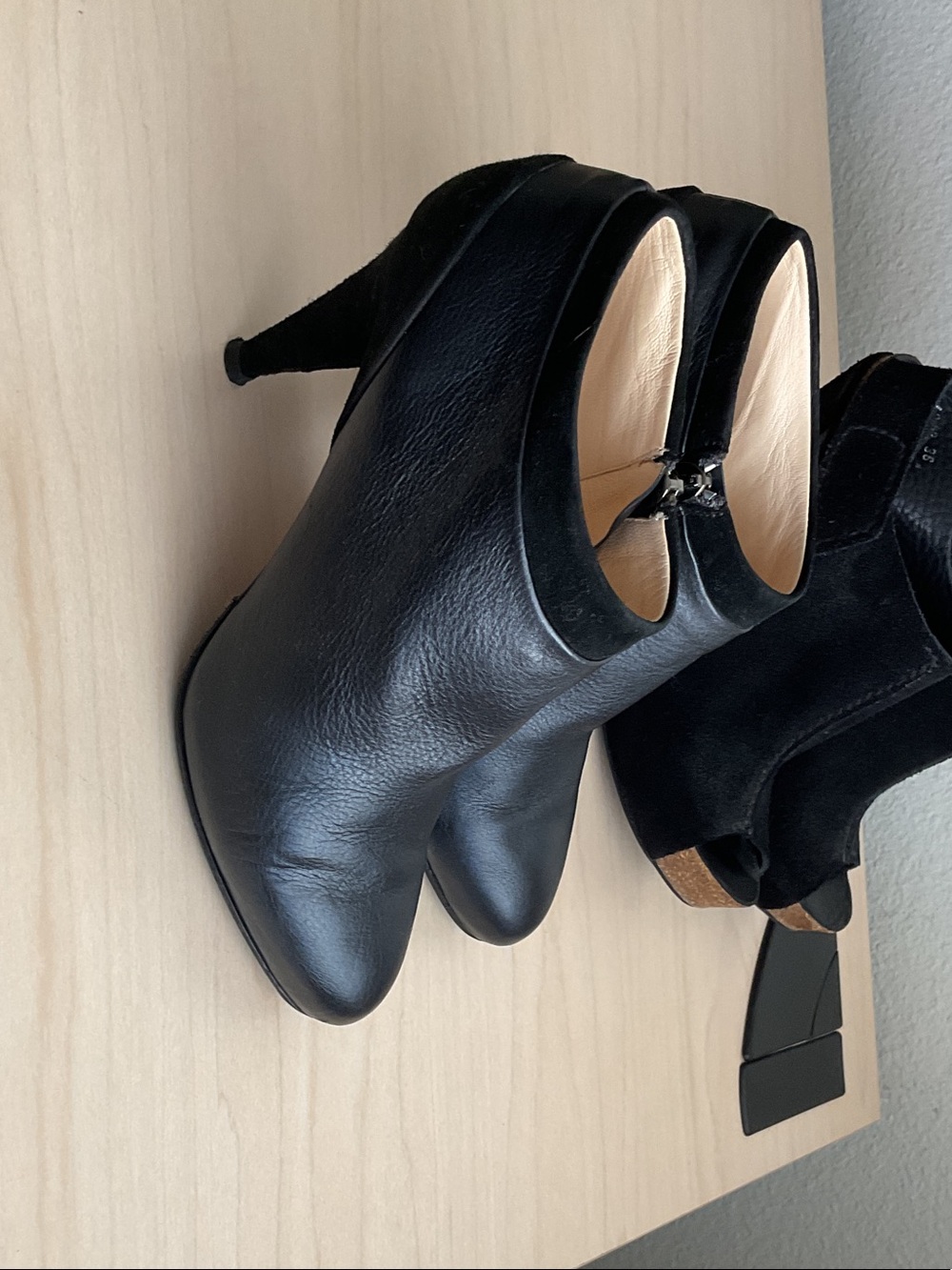 Black Women's Leather Ankle Boots - Classic High Heel - Picture 2 of 11